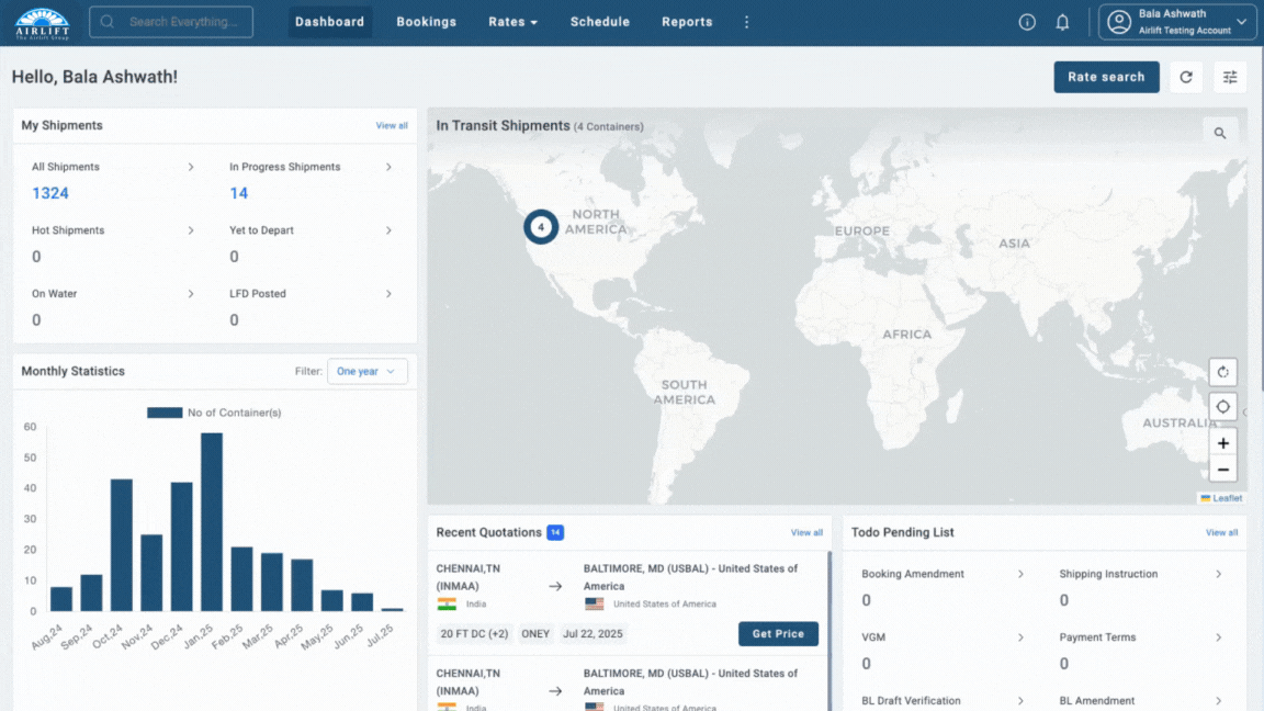 Ocean freight shipping container vessel transporting goods across international waters